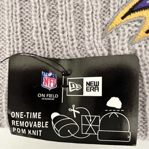 New Era NFL Ravens Removeable Pom Fully Lined Knit Beanie Football Athleisure - Picture 4 of 8